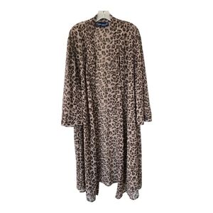 Susan Graver Kimono Long Cardigan Plus Womens Lightweight  Animal Print One Size
